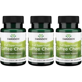 Swanson Full-Spectrum Coffee Cherry-Herbal Supplement Promoting Immune System Support & Delivering Essential Phytonutrients-Natural Overall Wellness Support-(60 Veggie Capsules, 200mg Each) 3 Pack