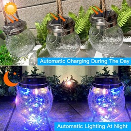 Hanging Outdoor Solar Lights,VGE 2 Pack 30LED Lanterns Decorative Outdoor Lights,Solar Powered Waterproof Landscape Lights with Handle for Tree Yard Garden Patio Fence Holiday Decor(Multicolor)