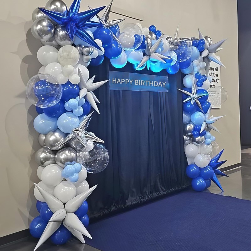 Blue Silver Balloons, 50pcs Blue Silver White Balloons, Pearl Light