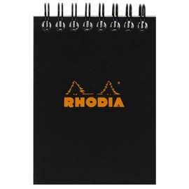 RHODIA 115009C - Spiral Notebook (Full Bound) Black - A7 - Small Squares - 80 Detachable Sheets - 80G Clairefontaine Paper - Soft and Resistant Coated Card Cover - Classic