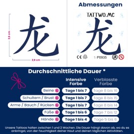 Tattwo.me Temporary Tattoos for Adults and Children 2 Weeks Waterproof - Chinese Horoscope Dragon - Vegetable Ink - EU Cosmetic Certificate - (P0935)