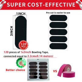 Birllaid 120PCS Bowling Thumb Tape Bowling Finger Tape, Black Bowling Tape Thumb for Bowlers, Bowling Accessories for Men Women Sport Workout