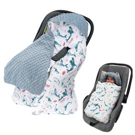 Baby Car Seat Blanket - Ultra Thick Swaddle Blanket for Stroller 90x90cm, Newborn Baby Bunting Bag for Stroller Seat Liners, Baby Carrier, High Chair, Shopping Cart, Lounger Canopy