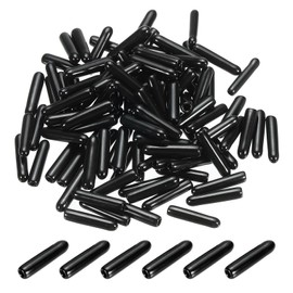 PATIKIL 1.8MM Vinyl Rubber End Caps, 150 Pack Flexible Bolt Screw Covers Caps Round Thread Protector Caps for Metal Tubing Rod Bolts, Black