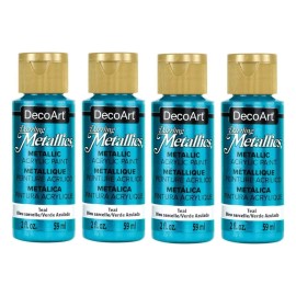 DecoArt Dazzling Metallics Americana Acrylic Paint - 4 Pack Teal Acrylic Paint