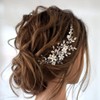 Asooll Bride Wedding Hair Comb Silver Pearl Flower Hair Piece