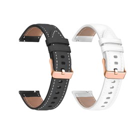 ANKANG 18mm Quick Release Leather Watch Band for Garmin Vivoactive 4s Forerunner 255s 265s Venu 3s Sq 2, Extended Spring Bar Black_White