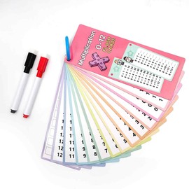 Times Tables Flash Cards, 1-12 Times Tables Multiplication Flash Cards with 2 Dry Erase Markers Fun Learning Tool for Home and Classroom