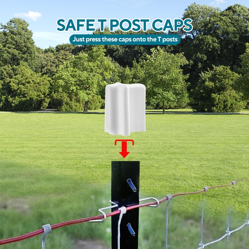 100 Pcs T Post Caps, Vinyl Safe T Post Topper