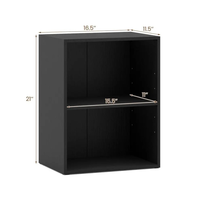 2-Cube Open Bookshelf Floor Standing Bookcase with 5-Position Adjustable ShelfMain