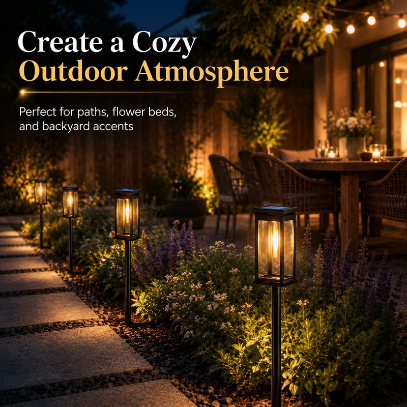 Solar Pathway Lights for Outdoor Walkways – Warm LED Garden