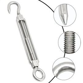 MDEOOSKY 10PCS M6 Turnbuckle Hook and Eye, 304 Stainless Steel Turnbuckle Hook, Adjustable Shade Sail Hardware for Tightening Up 1/4Inch Metal Cable