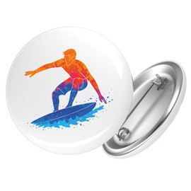 Huuraa Button Surfen bunte Silhouette Geschenk Größe 25mm Surfen Geschenkidee