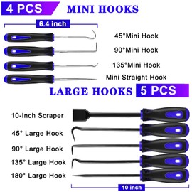 13 Pcs Precision Pick and Hook Set with Scraper, Clip Pliers, Fastener Remover and Magnetic Telescoping Tool Kit for Remove Automotive Electronics Maintenance Hoses Gasket Hand Pick Up Tools