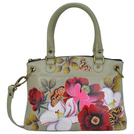 Anna by Anuschka Women's Small Satchel Hand Painted Leather Dreamy Blossoms, One Size