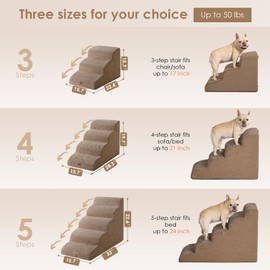 EHEYCIGA Curved Dog Stairs Ramp for High Beds 19.7" H, 4-Step Dog Steps for Small Dogs and Cats, Pet Stairs for High Bed Climbing, Non-Slip Balanced Pet Step Indoor, Camel