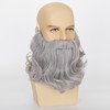Yan Dream Men Grey Curly Fake Beard with Mustache Wavy