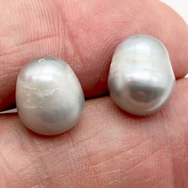 PremiumBead Beautiful Platinum Freshwater Pearls for Jewelry Making | 12-13mm | 2 Pearls |
