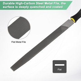 M METERXITY Flat Metal File 10 Inch, High Carbon Steel File Diamond File Hand File W PVC Grip Handle for Wood/Metal/Ceramic/Glass/Stone/Jewelry/Tile/Model/DIY/Sharpening File