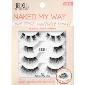 Ardell Naked My Way 436 False Eyelashes, DIY Lash Clusters, Natural Look Individual Lashes, Reusable Lash Extension, Stackable or Wear Solo, 4 Pair, 1-Pack