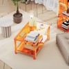 solaround Acrylic Coffee Table with Storage Shelf,Rectangle Living Room 2-Tier