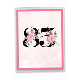 NobleWorks Jumbo 85th Milestone Birthday Paper Card 8.5 x 11 Inch with Envelope (1 Pack) Large Jumbo Floral Age 85 J8263MBG