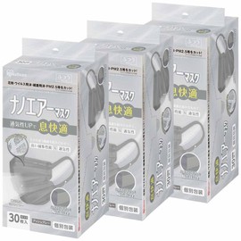 アイリスオーヤマ マスク 不織布 JIS規格適合 ナノエアーマスク カラーマスク 90枚セット ふつうサイズ 個別包装 PK-TN30LAG プリーツ アッシュグレー 30枚入り×3箱セット