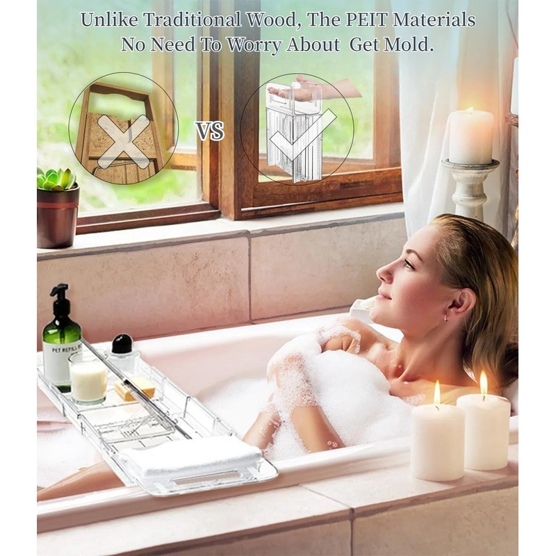 Bathtub Caddy Tray,Adjustable Bathtub Tray Table, Bath Organizer for Relaxing