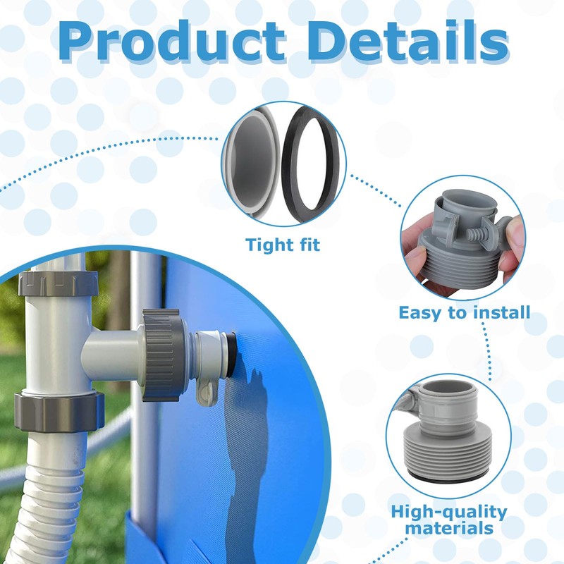 Gyinere 4 Pcs Pool Hose Adapter,1.25 to 1.5 Pool Hose