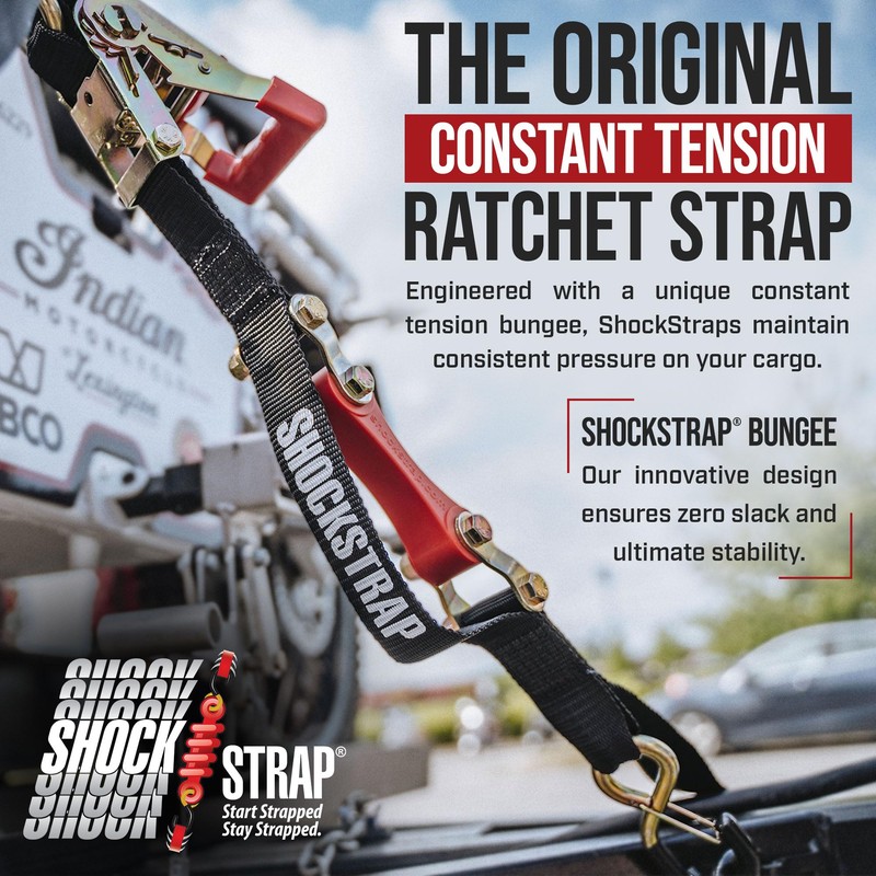 SHOCKSTRAP Ratchet Strap, 10' x 1" Shock Absorbing Heavy Duty