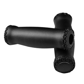 SOLODRIVE Bicycle Grips Leather, Vinyl Bicycle Handlebar Grips Leather, Hand-Stitched Beach Cruiser Bicycle Grips with Plug, Suitable for Most 22.2 mm Bicycle Handlebars (Black)