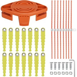 Eyoloty WA0010 Polycarbonate Replacement Head Compatible with WORX WA0004 WG154 WG163 WG160 WG180 WG175 WG155 WG151 String Trimmers,with 14 Pack Quickload Blades & 8 Pack 0.11" Flexible Line (30 Pack)