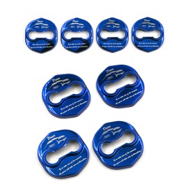 LIGHTKOREA Stainless Steel Metal Car Door Striker Lock Latches Protector Cover Dress up Accessories Dome Type (Pack of 4) Compatible with Hyundai, Compatible with Kia Vehicles (Blue)