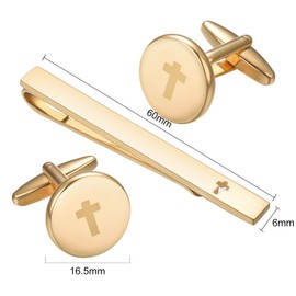 Asienice Men's Cuff Links Tie Pin Round Jewellery for Business, copper, No Gemstone