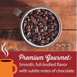 Hills Bros Premium GourmetWhole BeanCoffee, MediumRoast -100% ArabicaCoffee Beans –Smooth, Full-Bodied Medium Blend Coffee withSubtle Chocolate Notes(24 Oz. Bag)