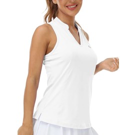 MoFiz Women's Racerback Vest with V Neck for Golf Tennis Lightweight Sports Athletic Tank Tops White XL