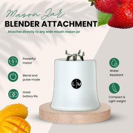 Personal Portable Mason Jar Blender Attachment for wide mouth jars