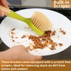 2 Pack Kitchen Dish Brush Bamboo Handle Dish Scrubber Built-in