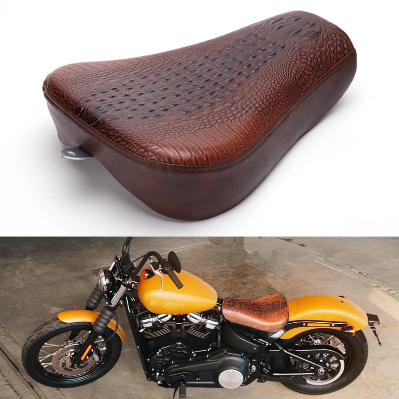 DREAMIZER Motorcycle Crocodile Brown Driver Solo Seat Soft Front Cushion