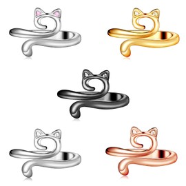 FOUSNOW 5 Pcs Crochet Ring, Adjustable Crochet Tension Rings, Yarn Ring for Finger Knitting Loop Accessories Tools, for Women Mother Grandma Present