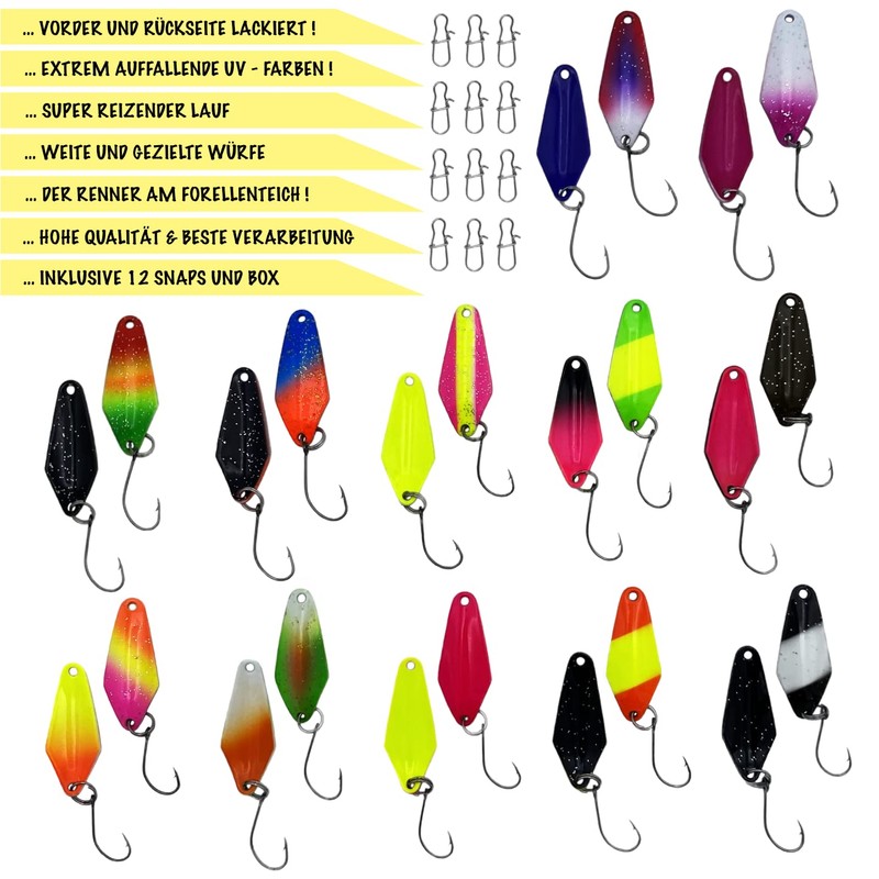 Psarás Dragon trout spoon set box, 12 pieces, 2.3 g,