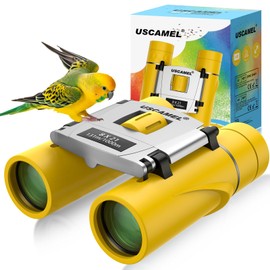 USCAMEL Binoculars 8×21 Compact High Powered Binoculars for Kids and Adults Travel Binocular for Bird Watching and Hunting (Yellow)