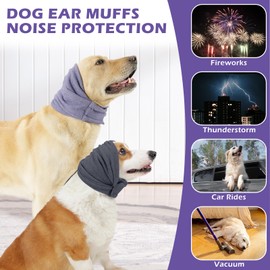 Aiieim 2 PCS Quiet Ears for Dogs, Adjustable Dog Ear Muffs for Noise Protection, Soft Dog Noise Canceling Ear Cover Wrap Anxiety Relief Hoodie for Fireworks Thunder,L