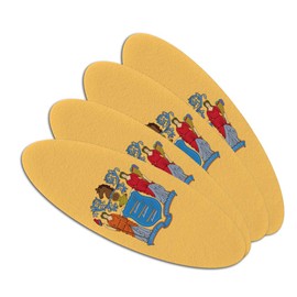 New Jersey State Flag Double-Sided Oval Nail File Emery Board Set 4 Pack