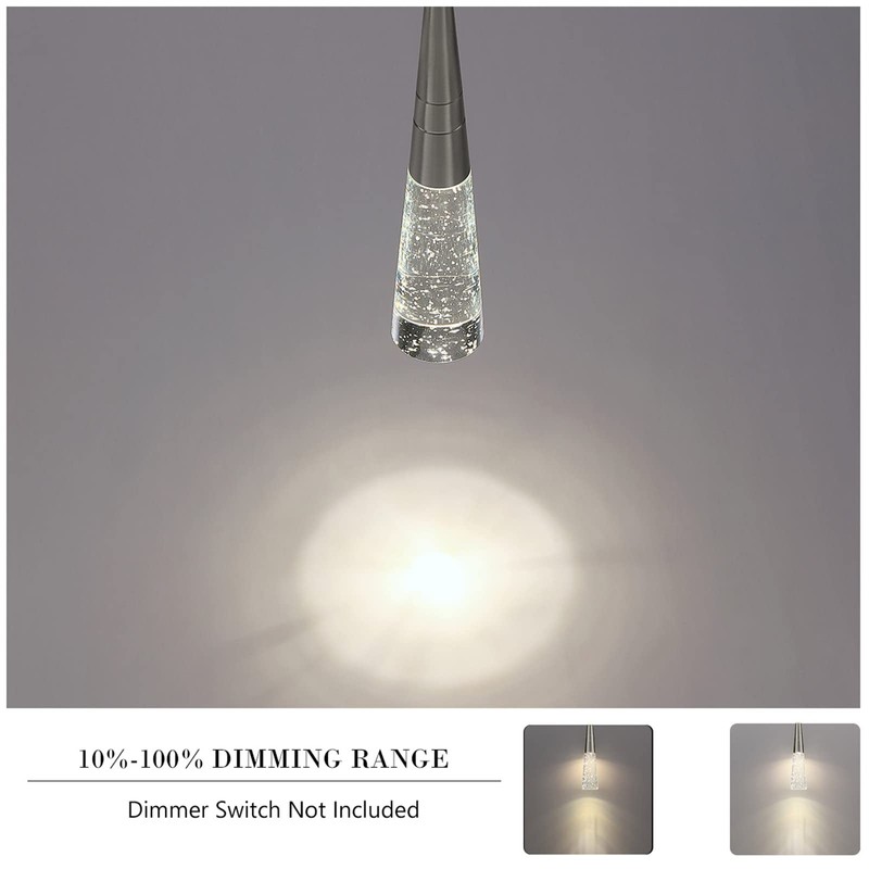JoollySun Modern Crystal Pendant Light: Brushed Nickel Mini Hanging Light