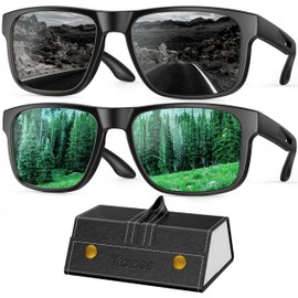 YOZISS 2-Pack Polarized Sunglasses UV400 | Lightweight PC Frame for Driving/Cycling, Men & Women Daily Fashion Glasses Square Frame(Black+Green,2pcs)