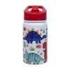 Kids' Dinosaur Water Bottle with Red Lid, 350ml, White with Colourful Design