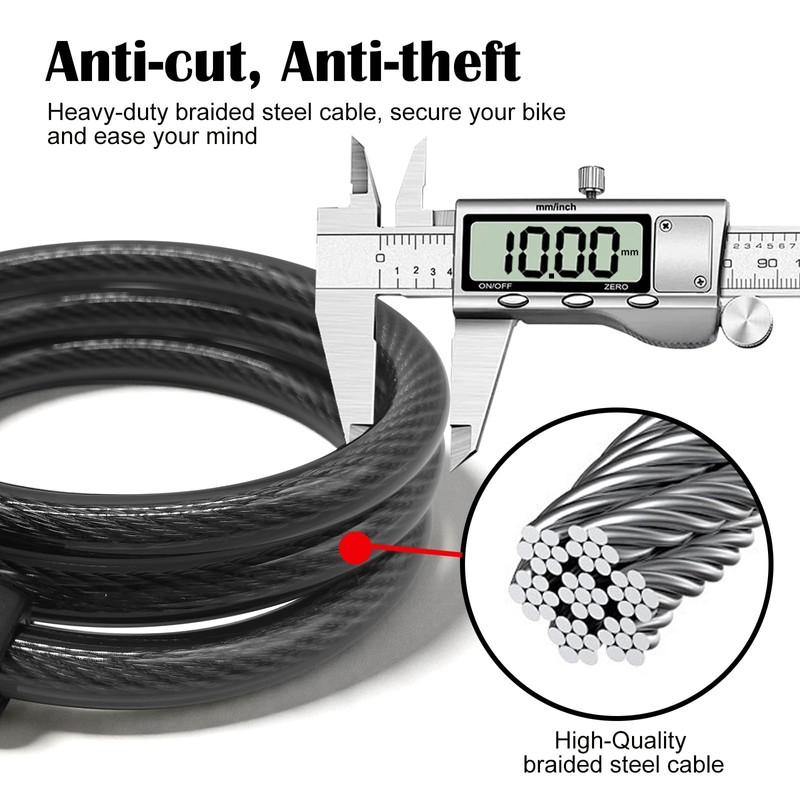 NDakter Bike Lock Cable,High Security 4 Digit Resettable Bike Lock