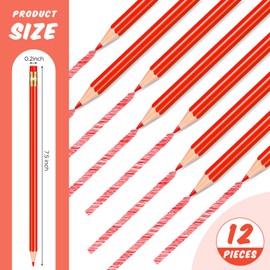 12 Pieces Erasable Pencils Pencils Sharpened Pencils HB Pencils with Eraser Wood Correcting Pencils Checking Pencils (Red)