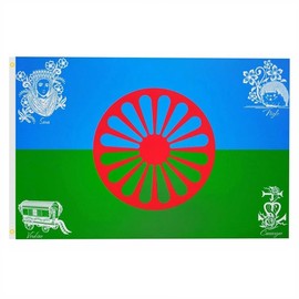 BOBIJOO JEWELRY - Drapeau Gitan Gens du Voyage Rome Tsigane Manouche Sara Niglo Verdine Camargue 150 x 90 cm